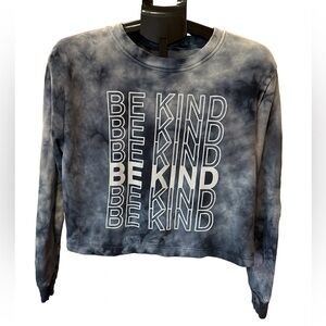 goodhYOUman Cropped Sweatshirt Tie Dye Gray Be Kind Graphic Medium